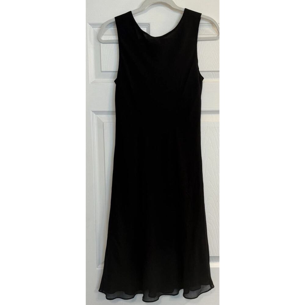 Simply Silk Dress Sz Large Black Midi Sleeveless Lined Ruffle LBD Formal‎ Career